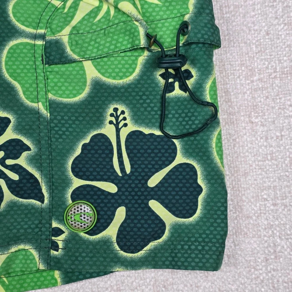 VTG O'Neill Mens Green Hibiscus Floral Board Shorts Cargo Pockets Swim Trunks 37